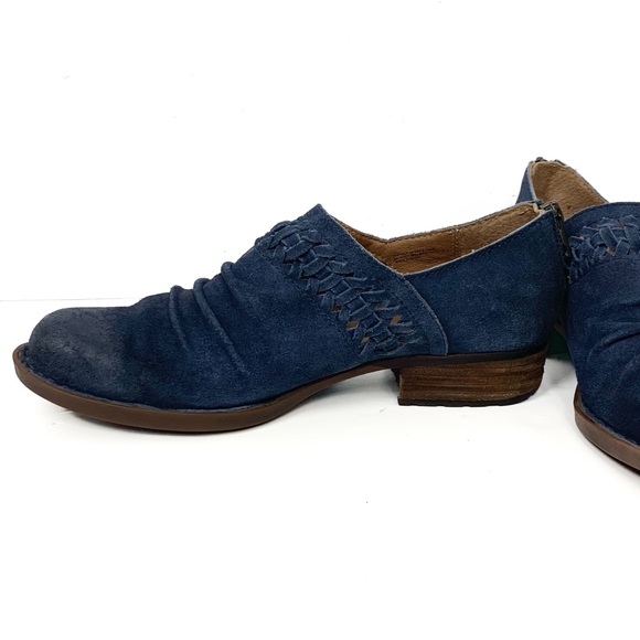 Born Katharina Ankle Booties Blue Suede Women Size 8 Zip Back Boho Distressed - Picture 3 of 14